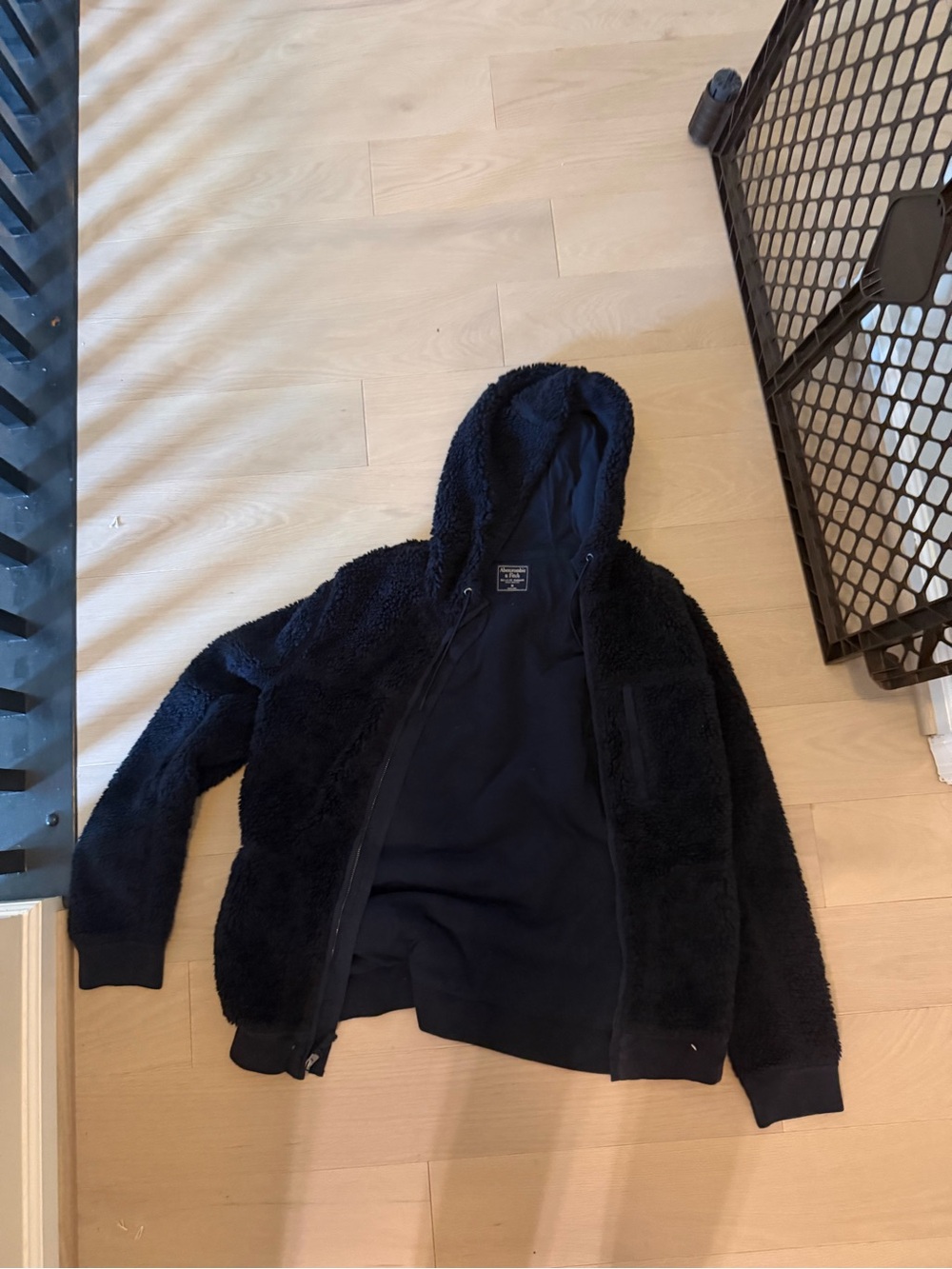 Abercrombie & Fitch Black Sherpa Zip Hoodie
